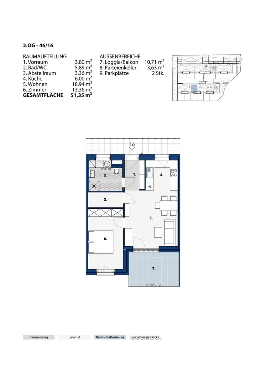 2-Zimmer-Wohnung mieten in Melk – 51,35 m², € 630 – Bild 2 von 2