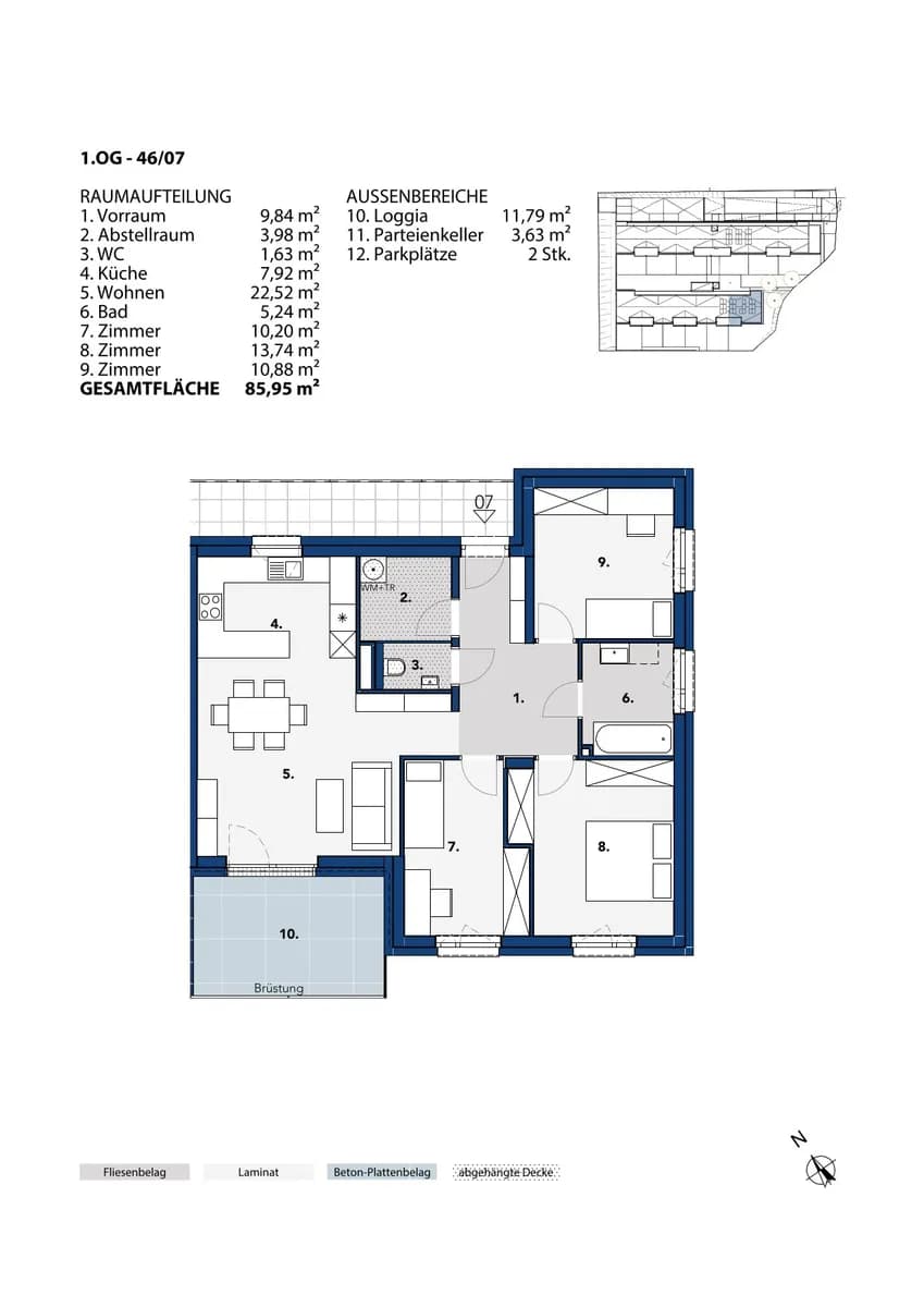 4-Zimmer-Wohnung mieten in Melk – 85,95 m², € 944 – Bild 2 von 2