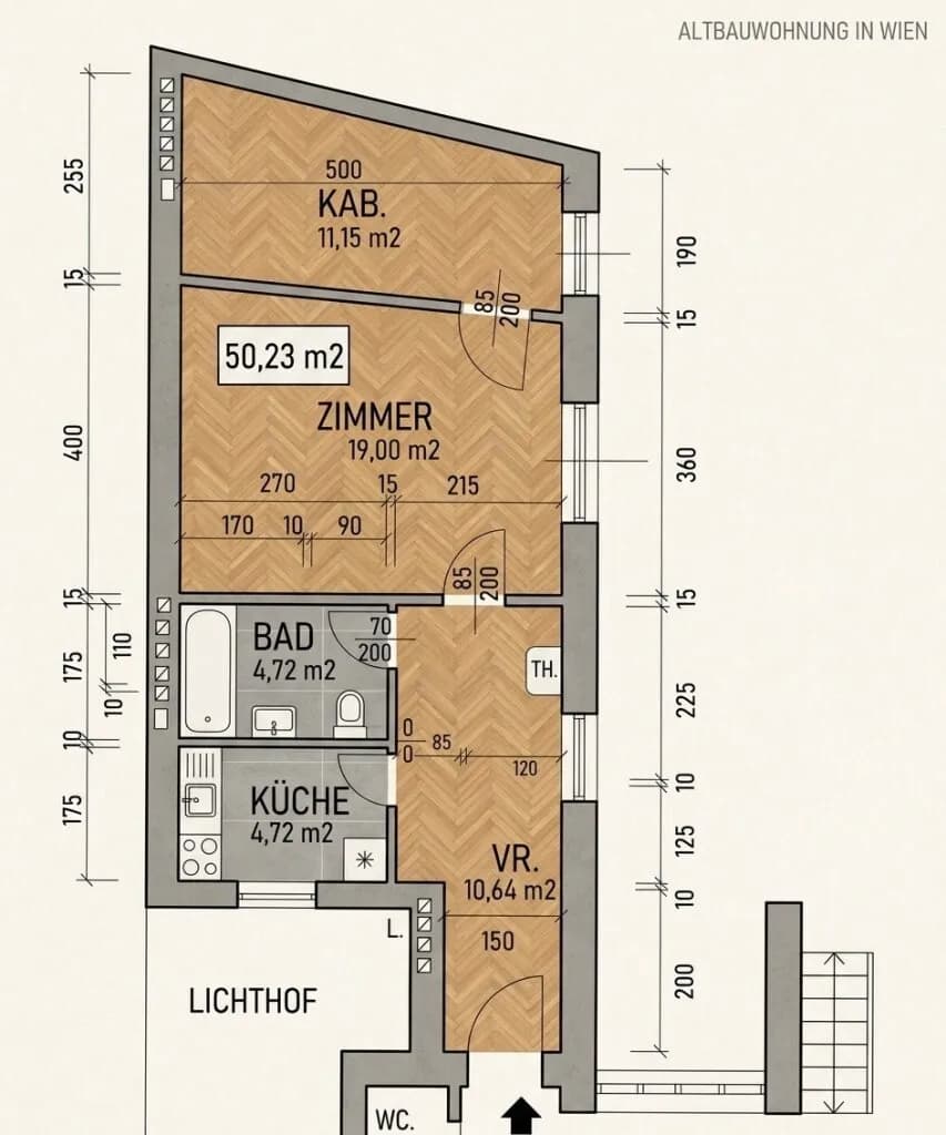2-Zimmer-Wohnung mieten in Wien – 50,19 m², € 1.107 – Bild 12 von 12