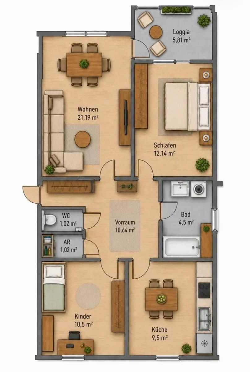 3-Zimmer-Wohnung kaufen in Steyr – 77 m², € 250.000