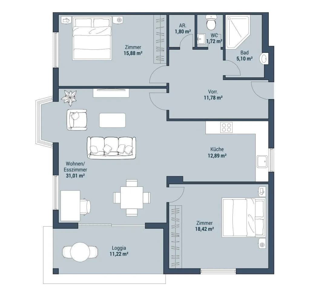 3-Zimmer-Wohnung kaufen in Baden – 109 m², € 399.000 – Bild 12 von 12