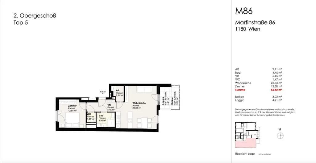 2-Zimmer-Wohnung kaufen in Wien – 53,42 m², € 549.000 – Bild 8 von 8