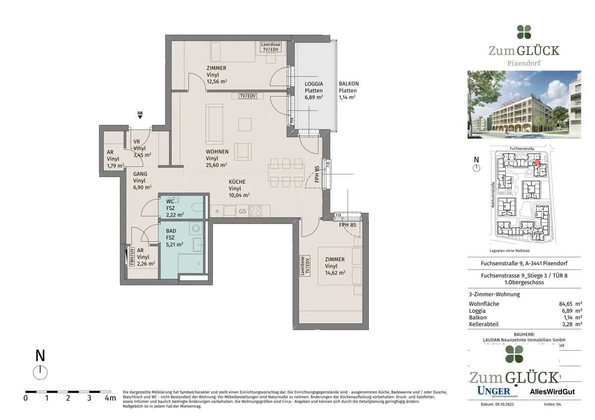 3-Zimmer-Wohnung mieten in Tulln – 84,65 m², € 1.235 – Bild 14 von 14