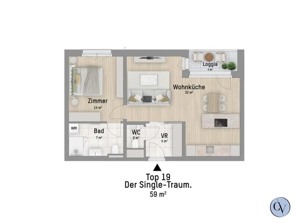 2-Zimmer-Wohnung kaufen in Wien – 59,17 m², € 349.900 – Bild 5 von 5
