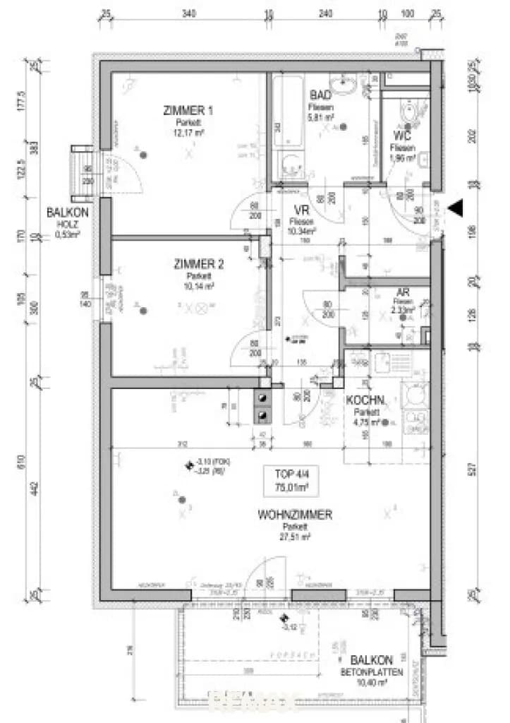 3-Zimmer-Wohnung mieten in Amstetten – 75,01 m², € 982
