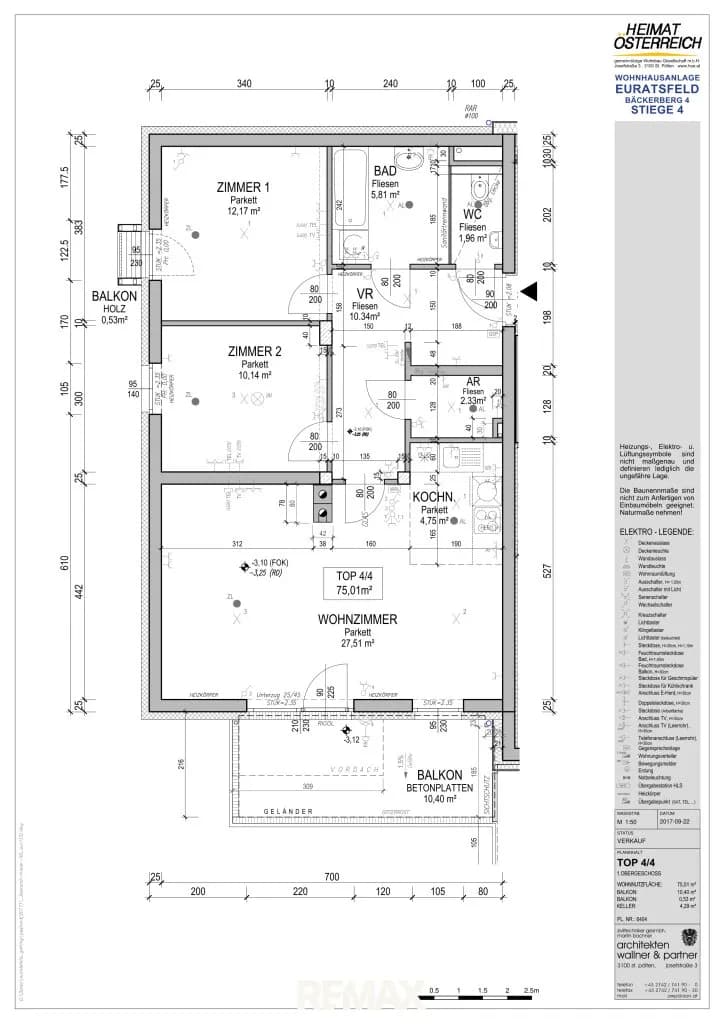 3-Zimmer-Wohnung mieten in Amstetten – 75,01 m², € 982 – Bild 2 von 2