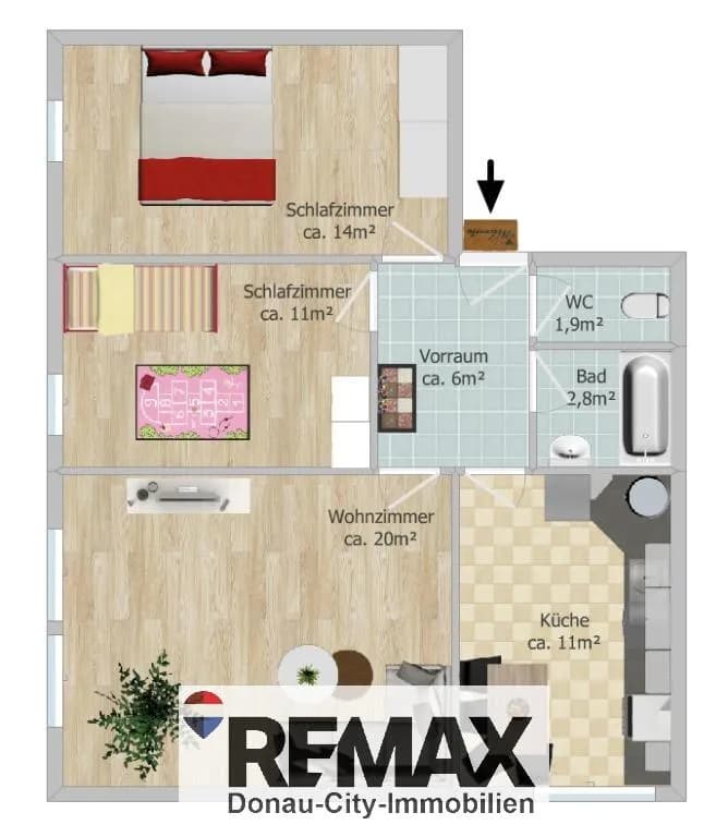 3-Zimmer-Wohnung mieten in Mödling – 68 m², € 910 – Bild 8 von 9