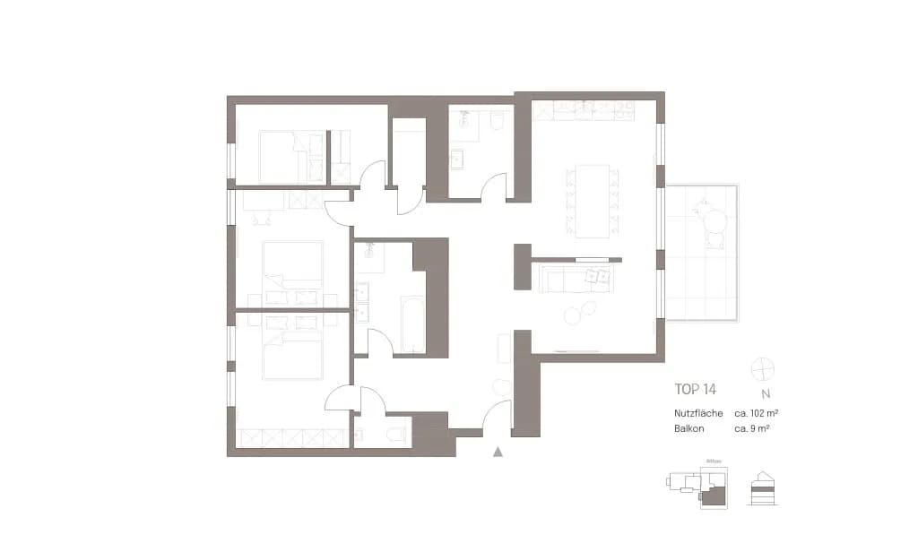 4-Zimmer-Wohnung mieten in Wien – 102 m², € 2.436 – Bild 2 von 22