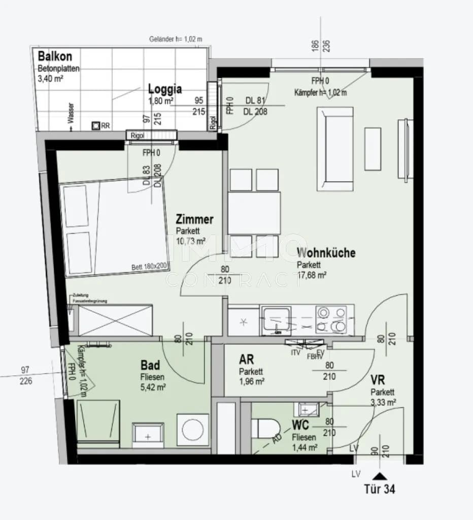 2-Zimmer-Wohnung kaufen in Wien – 42,36 m², € 343.000 – Bild 9 von 9