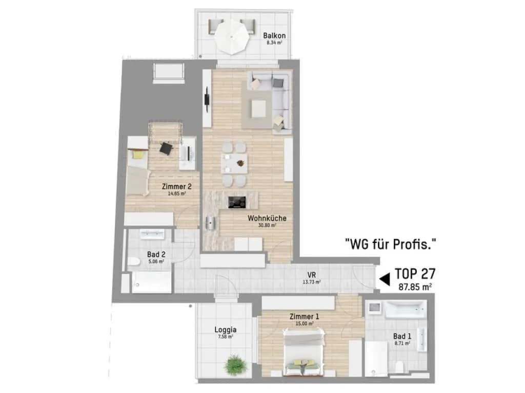 3-Zimmer-Wohnung kaufen in Wien – 98,86 m², € 599.900 – Bild 8 von 8