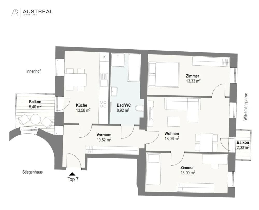 3-Zimmer-Wohnung kaufen in Wien – 77,41 m², € 485.000 – Bild 2 von 25