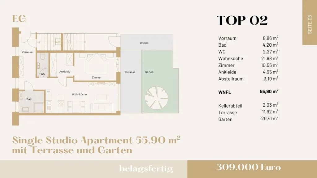 3-Zimmer-Wohnung kaufen in Mödling – 55,9 m², € 309.000 – Bild 14 von 16
