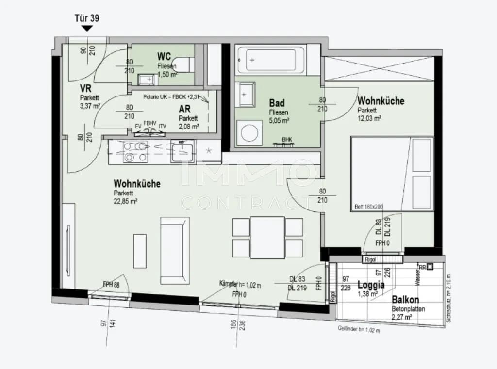 2-Zimmer-Wohnung kaufen in Wien – 48,25 m², € 320.100 – Bild 11 von 11