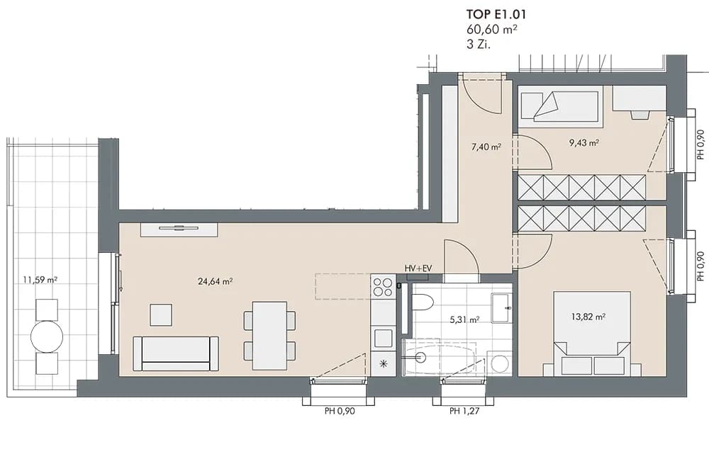 3-Zimmer-Wohnung kaufen in Kitzbühel – 60,6 m², € 527.100 – Bild 9 von 9
