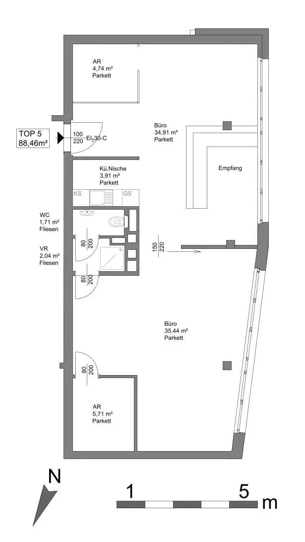 2-Zimmer-Gewerbeimmobilie mieten in Wien – 88 m², € 1.100 – Bild 11 von 12