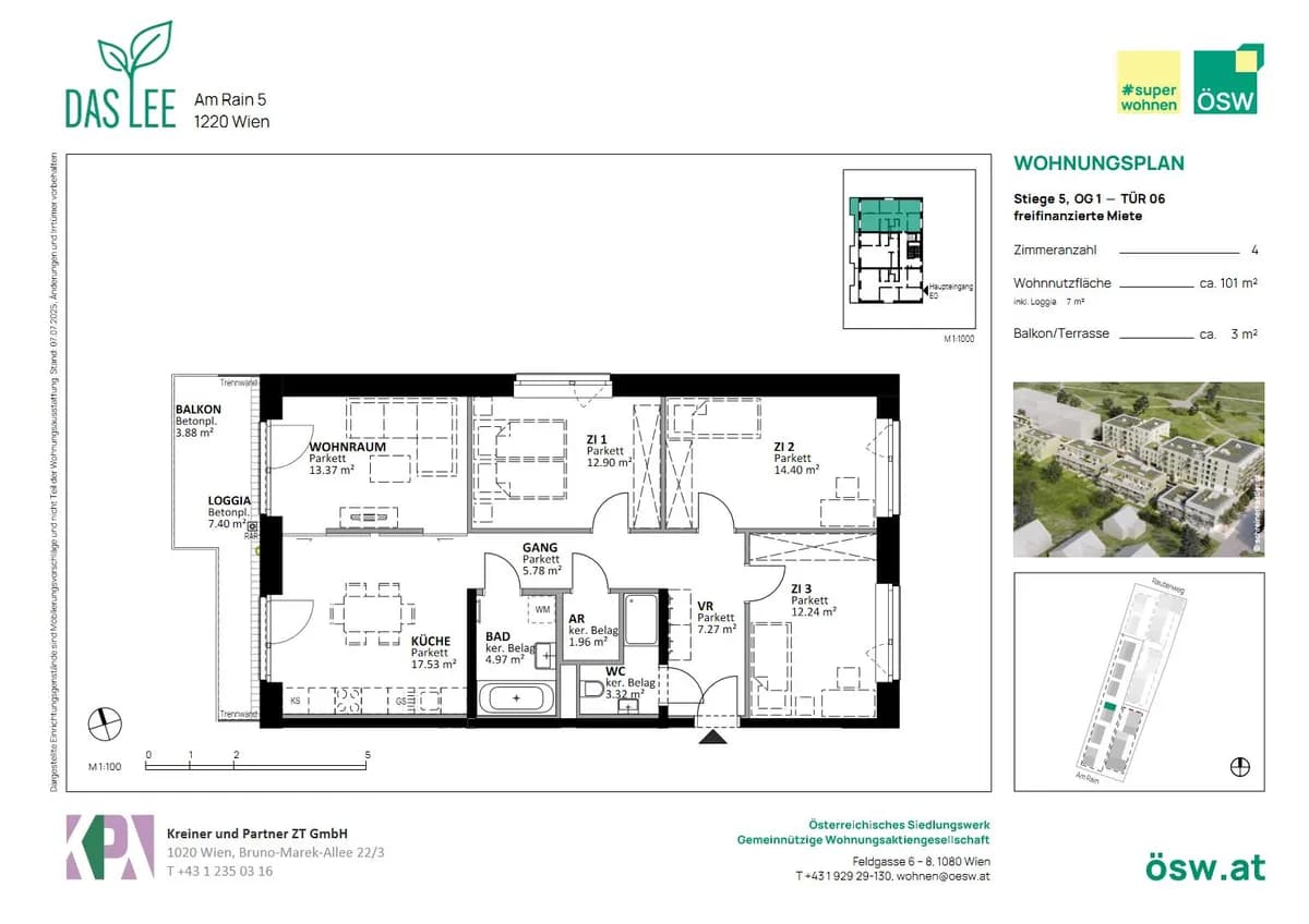 4-Zimmer-Wohnung mieten in Wien – 101,14 m², € 1.720 – Bild 2 von 7