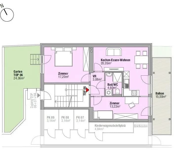 3-Zimmer-Wohnung kaufen in Mödling – 58,45 m², € 278.000 – Bild 9 von 10