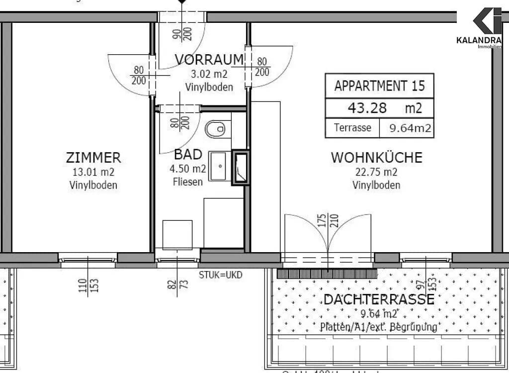 2-Zimmer-Wohnung mieten in Wien – 43,28 m², € 1.297 – Bild 5 von 13