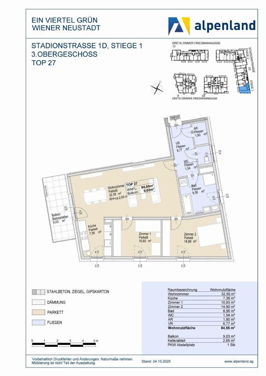 3-Zimmer-Wohnung mieten in Wiener Neustadt – 83,59 m², € 1.054 – Bild 7 von 7