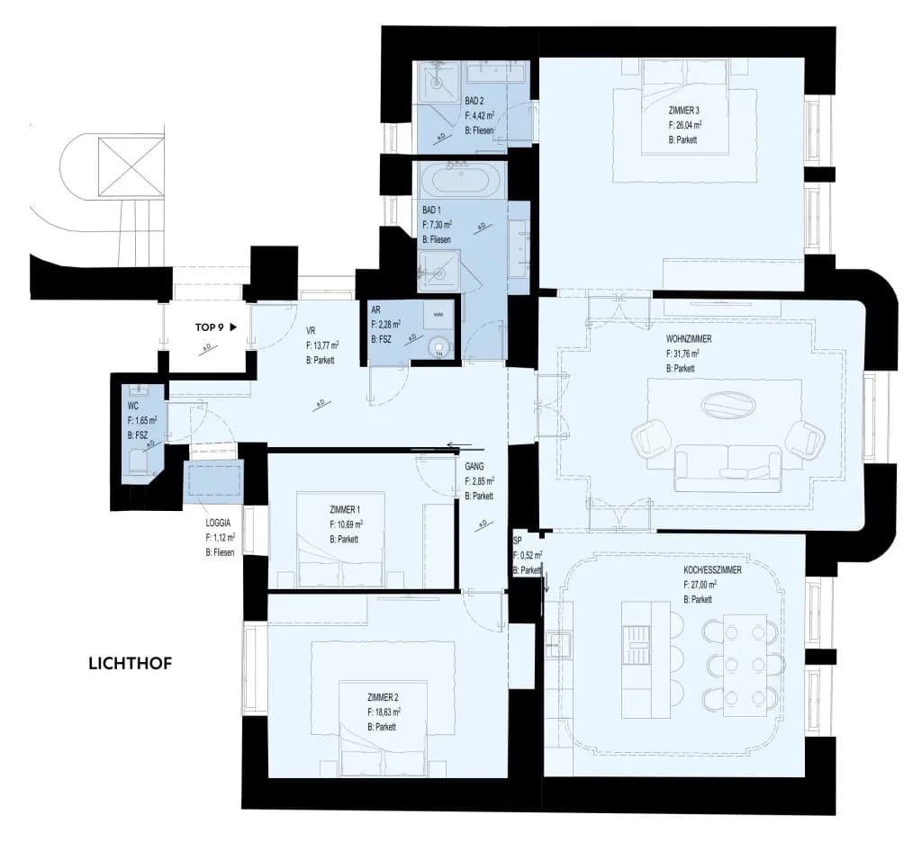 5-Zimmer-Wohnung mieten in Wien – 146,91 m², € 3.642 – Bild 5 von 5