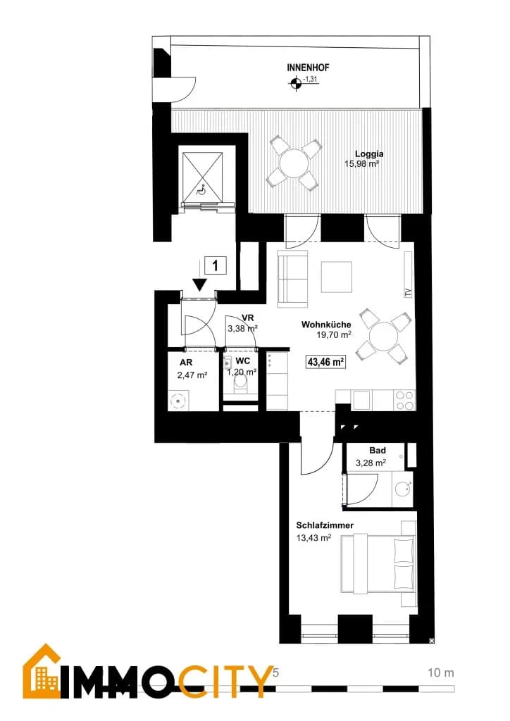 2-Zimmer-Wohnung kaufen in Wien – 43,46 m², € 299.000 – Bild 8 von 9