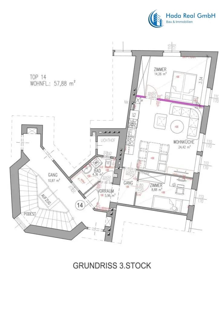 3-Zimmer-Wohnung kaufen in Wien – 57,88 m², € 226.200 – Bild 11 von 11