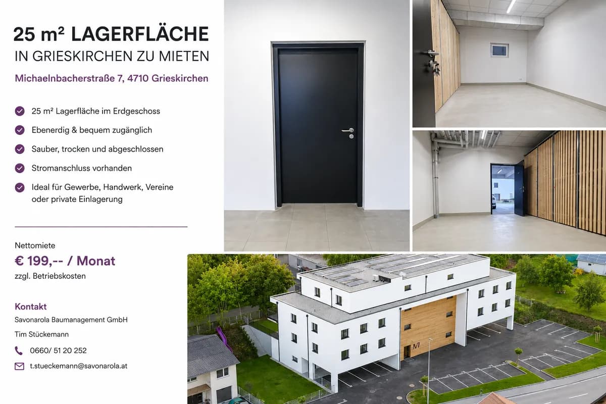 Gewerbeimmobilie mieten in Grieskirchen – 25 m², € 149