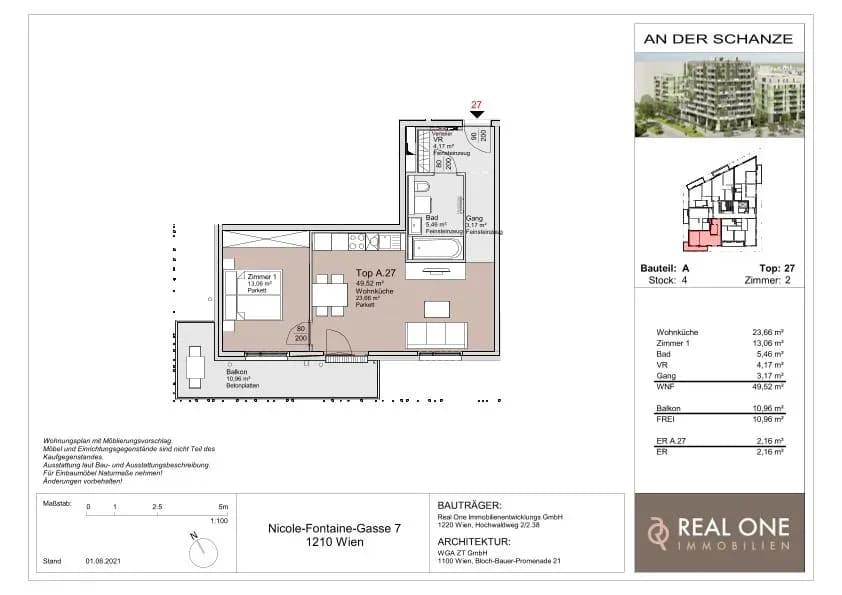 2-Zimmer-Wohnung mieten in Wien – 50 m², € 1.149 – Bild 11 von 12
