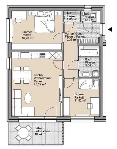 3-Zimmer-Wohnung mieten in Deutschlandsberg – 75,55 m², € 867 – Bild 2 von 2