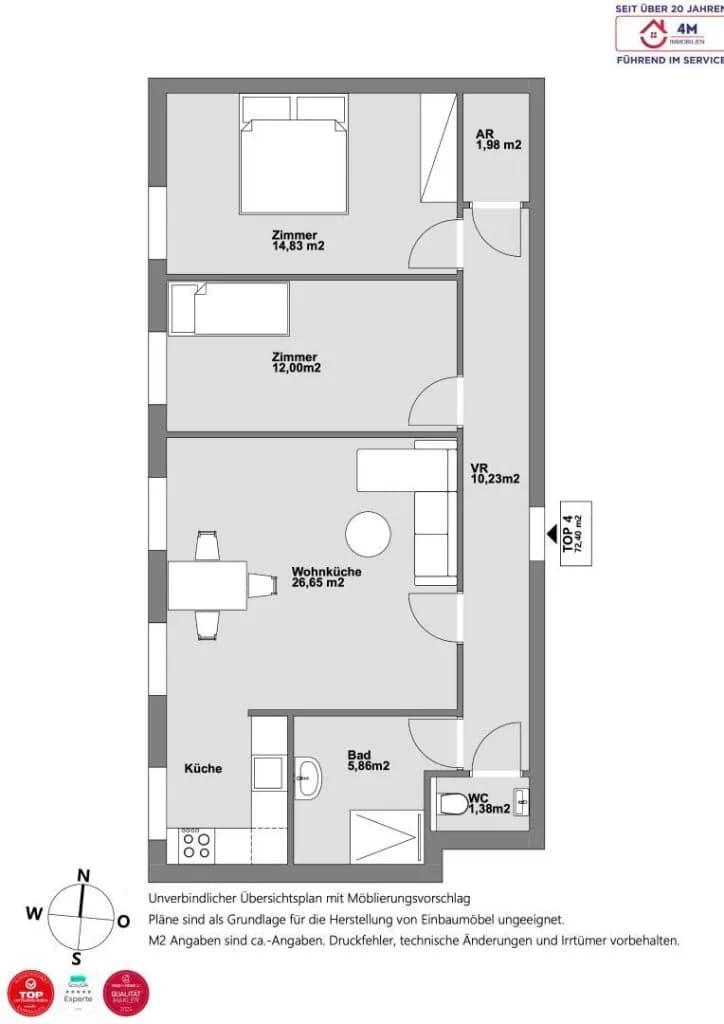 3-Zimmer-Wohnung mieten in Tulln – 71,06 m², € 1.205 – Bild 7 von 7