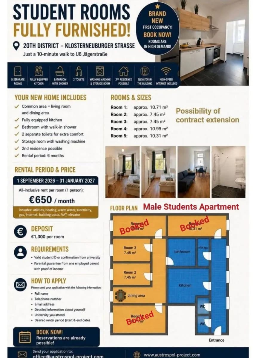5-Zimmer-Wohnung mieten in Wien – 100 m², € 650 – Bild 1 von 26