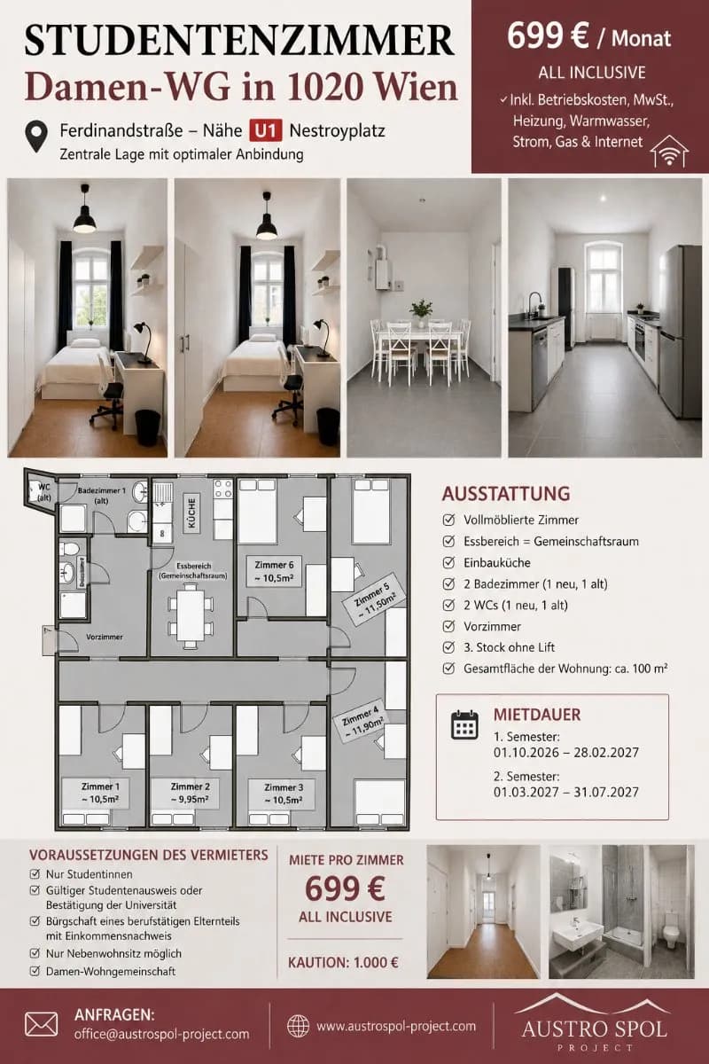 5-Zimmer-Wohnung mieten in Wien – 100 m², € 699 – Bild 1 von 6