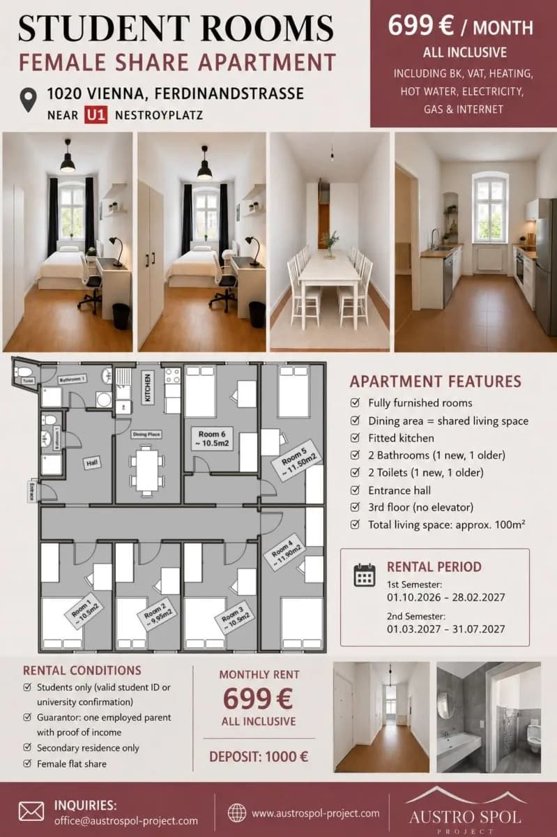 5-Zimmer-Wohnung mieten in Wien – 100 m², € 699 – Bild 2 von 6
