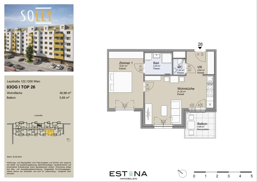 2-Zimmer-Wohnung mieten in Wien – 46,98 m², € 1.099 – Bild 14 von 15
