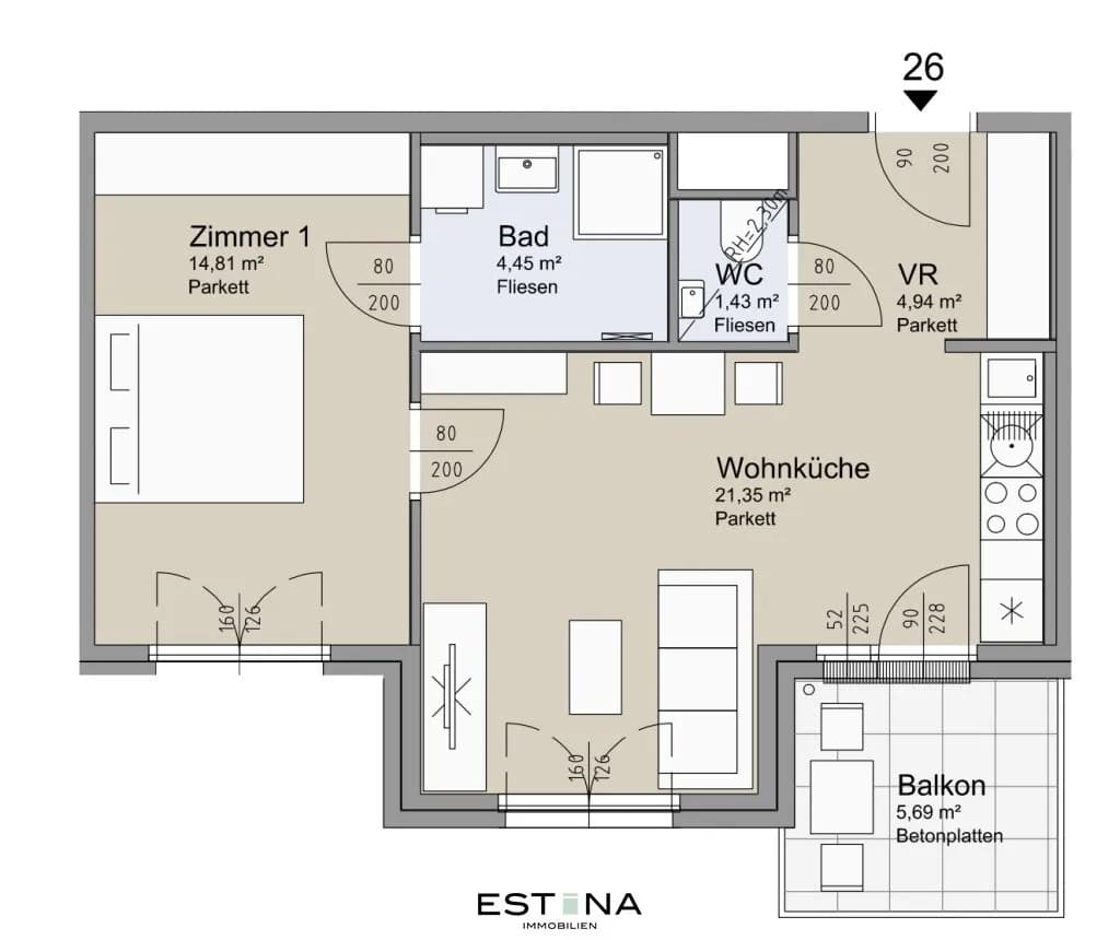 2-Zimmer-Wohnung mieten in Wien – 46,98 m², € 1.099 – Bild 15 von 15