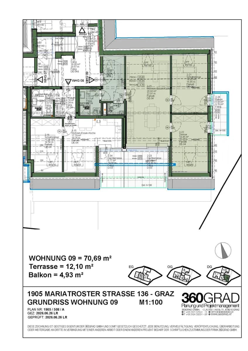 3-Zimmer-Wohnung mieten in Graz – 70,25 m², € 1.410 – Bild 3 von 3