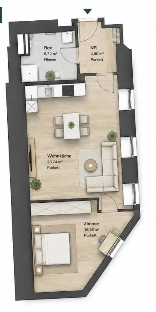 2-Zimmer-Wohnung kaufen in Wien – 56,84 m², € 269.000 – Bild 2 von 9