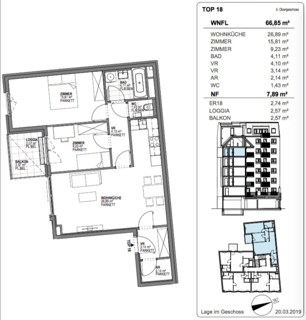 3-Zimmer-Wohnung mieten in Wien – 66,85 m², € 1.195 – Bild 17 von 17