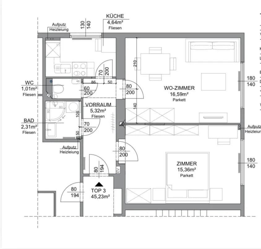 2-Zimmer-Wohnung mieten in Wien – 45 m², € 980 – Bild 8 von 8