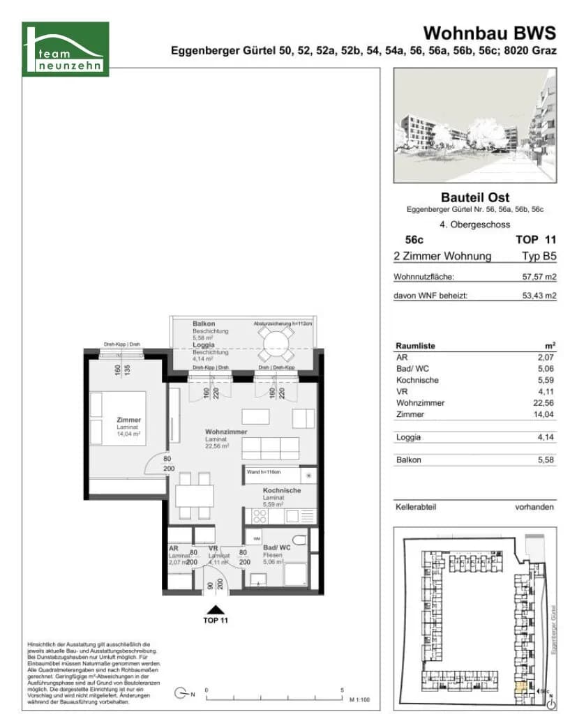 2-Zimmer-Wohnung mieten in Graz – 53,43 m², € 684 – Bild 12 von 12