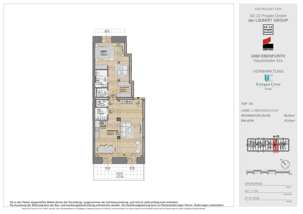 2-Zimmer-Wohnung kaufen in Wiener Neustadt Land – 58 m², € 264.000 – Bild 19 von 19