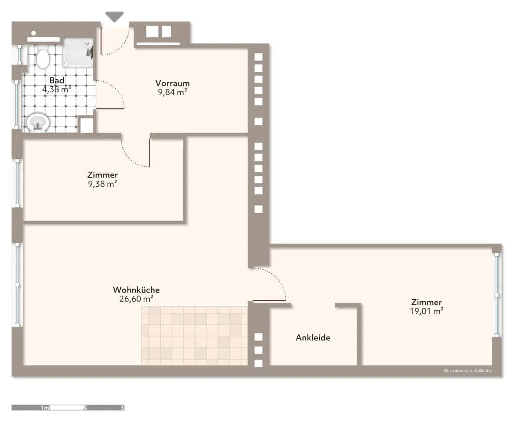 3-Zimmer-Wohnung mieten in Wien – 70 m², € 1.249 – Bild 9 von 9