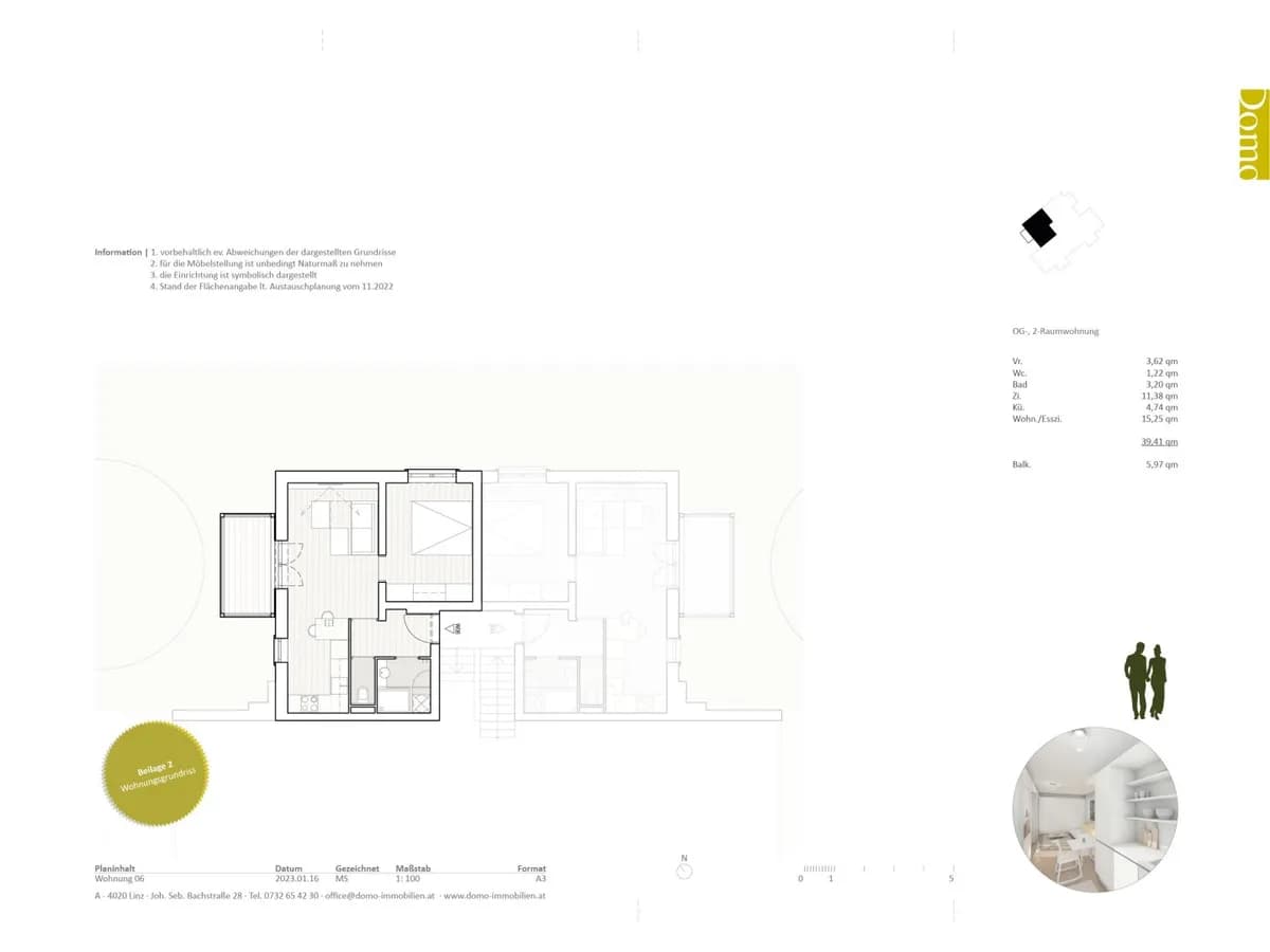 2-Zimmer-Wohnung kaufen in Linz – 40 m², € 229.500 – Bild 7 von 7
