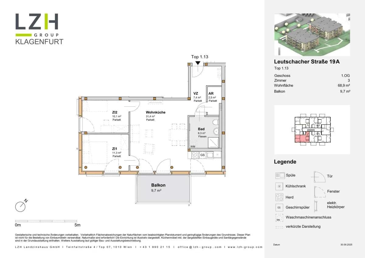 3-Zimmer-Wohnung mieten in Klagenfurt – 69 m², € 1.239 – Bild 6 von 6