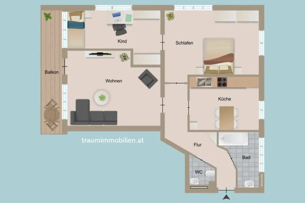 3-Zimmer-Wohnung kaufen in Feldkirchen – 74,17 m², € 189.000 – Bild 2 von 16