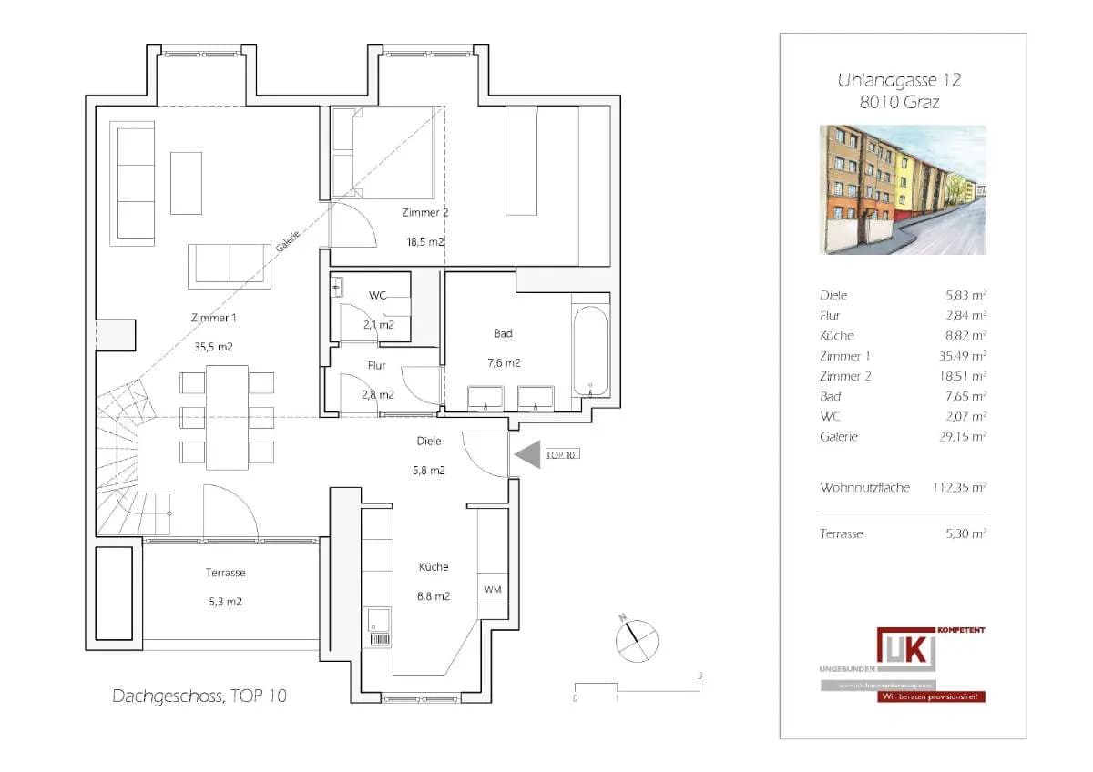 2-Zimmer-Wohnung mieten in Graz – 112 m², € 1.331 – Bild 3 von 22