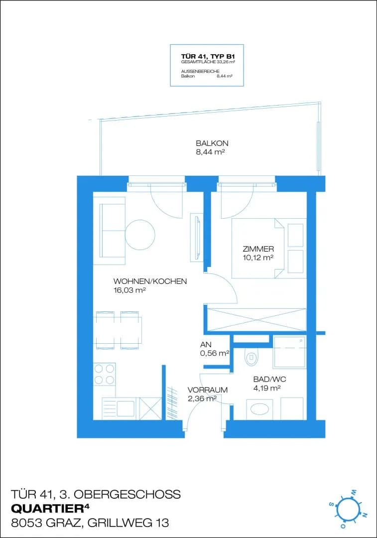 2-Zimmer-Wohnung mieten in Graz – 33,26 m², € 550 – Bild 8 von 8