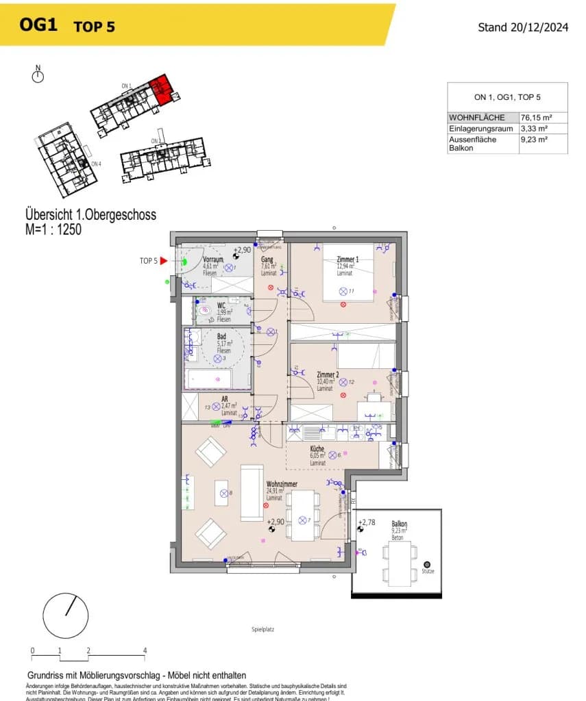 3-Zimmer-Wohnung kaufen in Wiener Neustadt – 74,85 m², € 256.384 – Bild 24 von 28