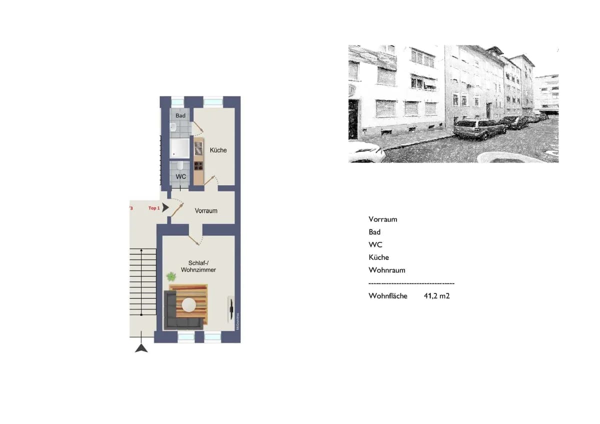 2-Zimmer-Wohnung mieten in Graz – 41 m², € 495 – Bild 2 von 13