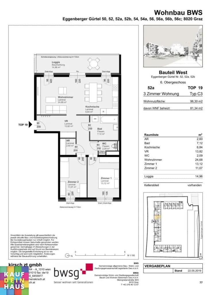 3-Zimmer-Wohnung mieten in Graz – 81,34 m², € 1.096 – Bild 2 von 2